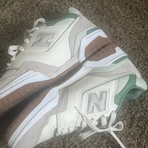 New Balance White and Green Sneakers
